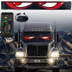 MENFRKA 2026 Ojos de Diablo Luz LED con forma de ojo para parabrisas de automóvil, pantalla LED flexible de 31.5 x 12.8 x 3.1 cm (12.4 x 5.04 x 1.22 pulgadas), muestra animaciones dinámicas y personalizables para personalización del vehículo.